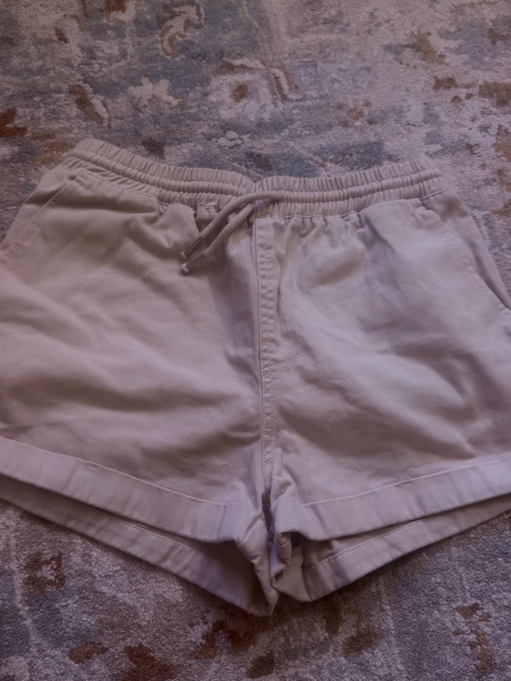Forever 21 White Cotton Drawstring Athletic Shorts